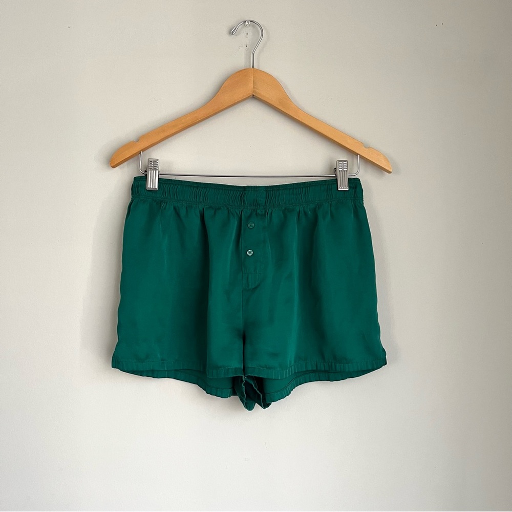 Victoria’s Secret PINK Green Satin Boxer Shorts Size Small